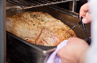 Roasted turkey and meat thermometer 